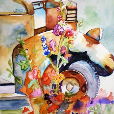 Le tracteur fleuri